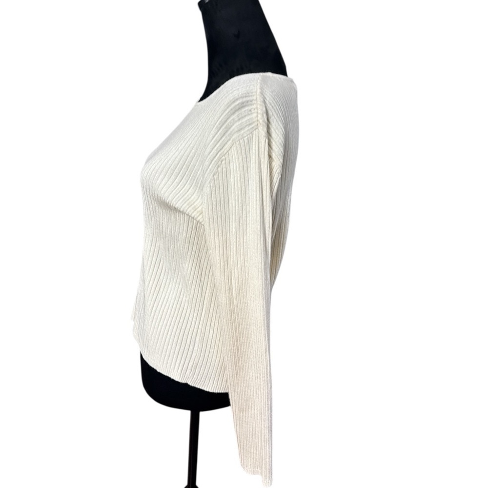 Liz Claiborne Lizwear Cream Ribbed Knit Long Sleeve Sweater Size M - Picture 3 of 9